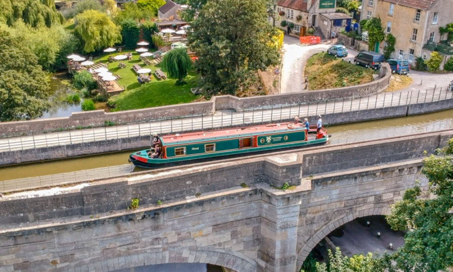 Crossing the Avoncliff Aqueduct on a canal boat holiday